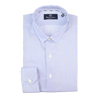 Blue & White Skinny Stripe Cotton Shirt