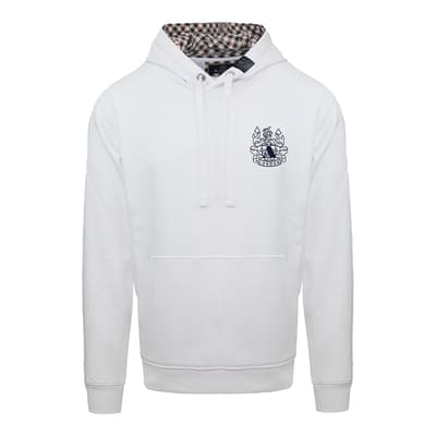 White Crest Logo Cotton Hoodie