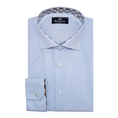 Pale Blue Long Sleeve Button Cuff Cotton Shirt