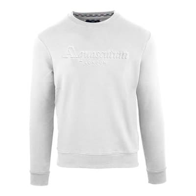 White Large Chest Logo Cotton Sweatshirt