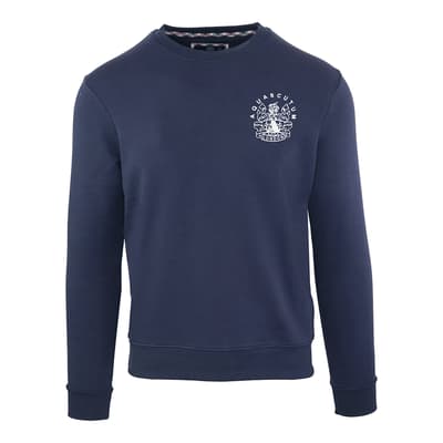 Navy Crest Logo Cotton Sweatshirt