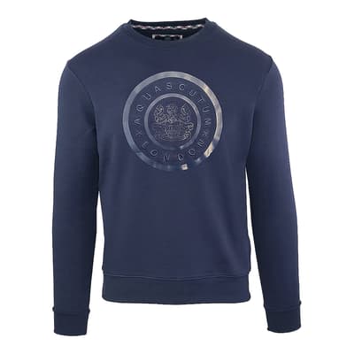 Navy Circle Logo Cotton Sweatshirt