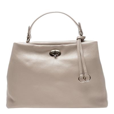 Grey Italian Leather Handbag