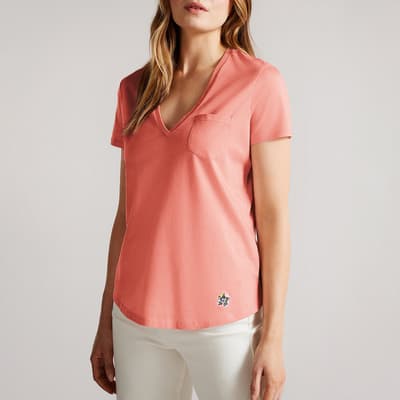 Coral Lovage Easy Fit Cotton T Shirt