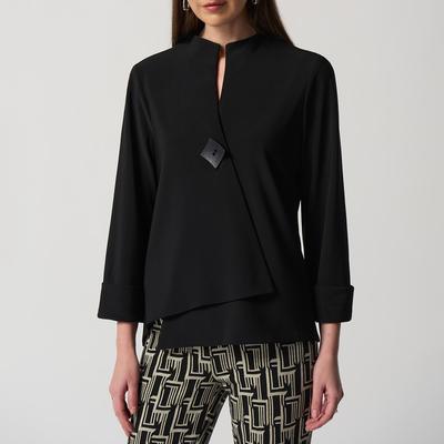 Black Scoop Neck Swing Jacket