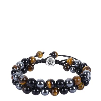 Black Onyx & Tiger Eye Adjustable Bracelet