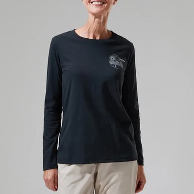 Black Linear Landscape Cotton T-Shirt