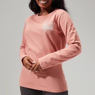 Pink Linear Landscape Cotton T-Shirt