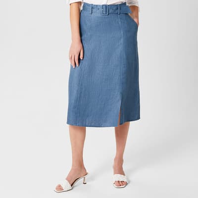 Blue Justine Linen Skirt