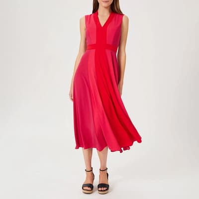 Red Jilly Pleated Midi Dress