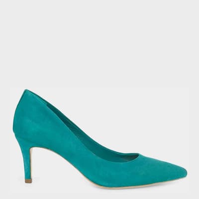 Teal Adrienne Court Leather Heels