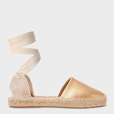 Gold Louisa Leather Espadrilles