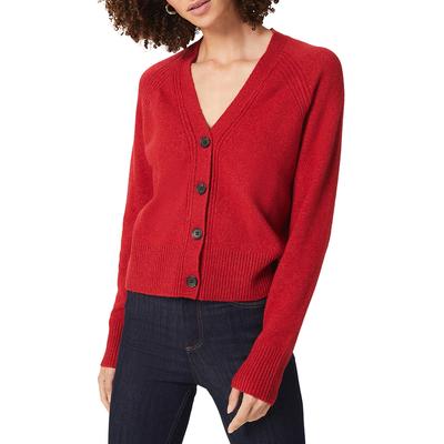 Red Chloe V-neck Wool Blend Cardigan