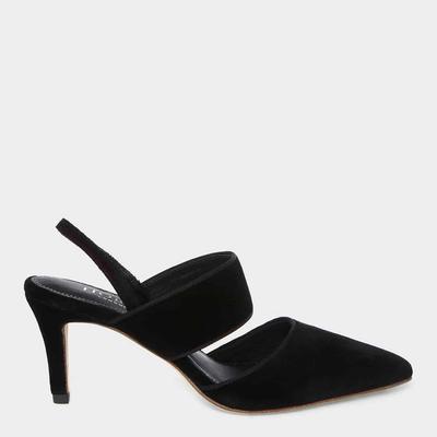 Black Caitlin Slingback Cotton Blend Heels