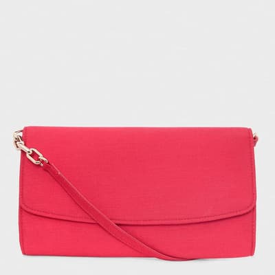 Pink Sarah Silk Blend Clutch Bag