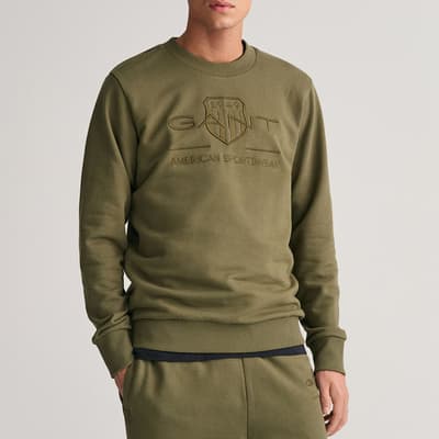 Khaki Tonal Shield Cotton Sweatshirt
