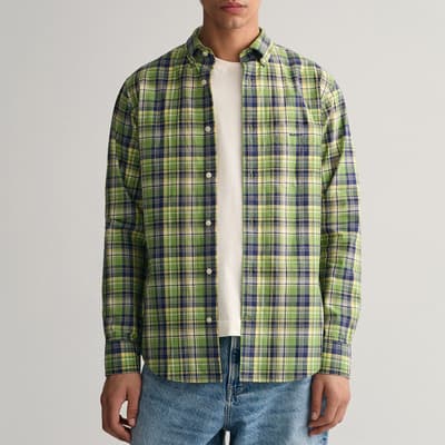 Green/Navy Poplin Medium Check Cotton Shirt