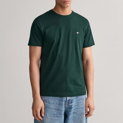 Dark Green Shield Cotton T-Shirt