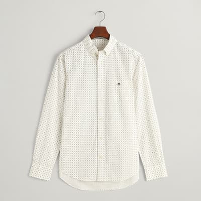 White Micro Print Cotton Shirt