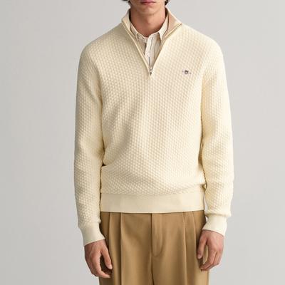 Cream Texture Half Zip Cotton Jumper BrandAlley
