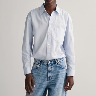Pale Blue Compact Poplin Cotton Shirt