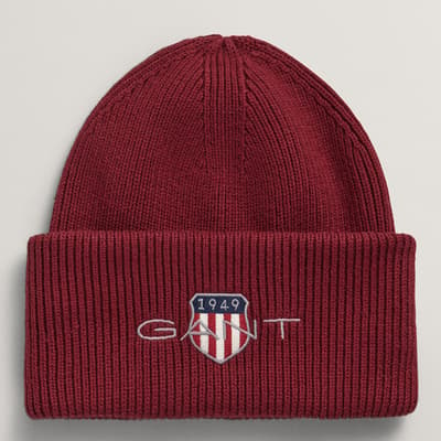 Red Archive Shield Cotton Wool Blend Beanie