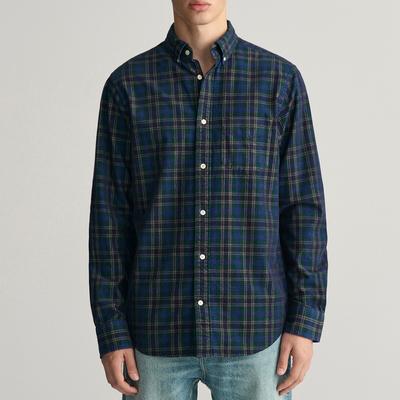 Navy Cord Check Cotton Shirt