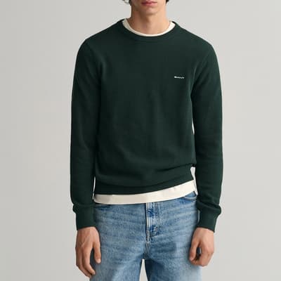 Dark Green Pique Cotton Sweatshirt