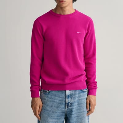 Pink Pique Cotton Sweatshirt