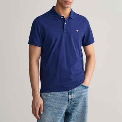 Blue Shield Pique Cotton Polo Shirt