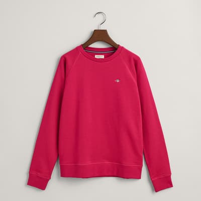 Teen's Pink Shield Logo Cotton Blend Sweatshirt
