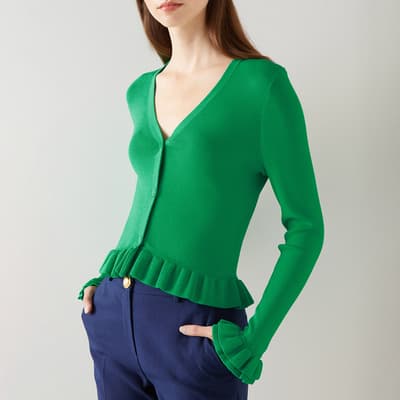 Green Knitted Flare Cardigan