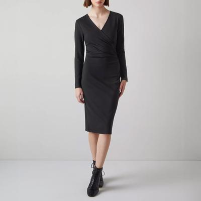 Black Alex Jersey Wrap Dress