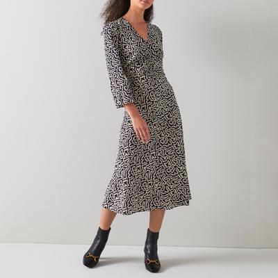 Multi Patterned Silk Blend Midi Dress