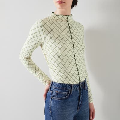 Green Patterend Fitted Blouse