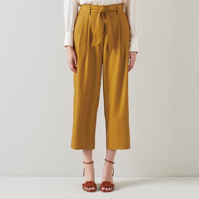 Yellow Wide Leg Cropped Trousers