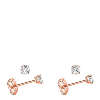 18K Rose Gold Cz Stud Earrings