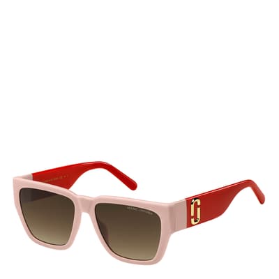 Pink red Shaded Rectangular Sunglasses