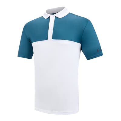White/Blue Under Armour Performance 3.0 Blocked Polo