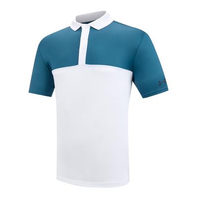 White/Blue Under Armour Performance 3.0 Blocked Polo