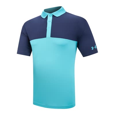 Blue Under Armour Performance 3.0 Blocked Polo