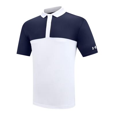 White/Navy Under Armour Performance 3.0 Blocked Polo