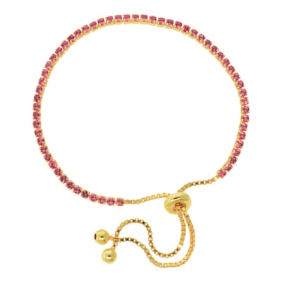 18k Gold Pink Adjustable Tennis Bracelet
