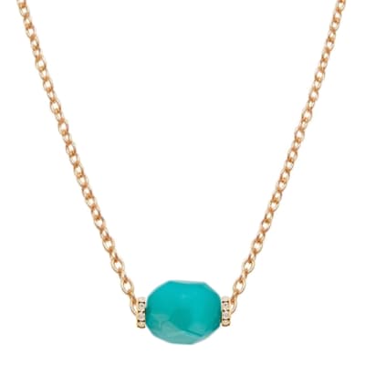 18K Gold Aqua Blue Chalcedony Embellished Necklace