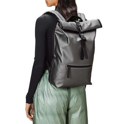 Metallic Grey Unisex Waterproof Rolltop Rucksack