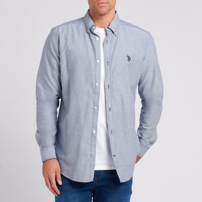 Mid Blue Oxford Long Sleeve Cotton Shirt