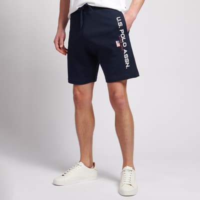 Navy Side Logo Cotton Shorts