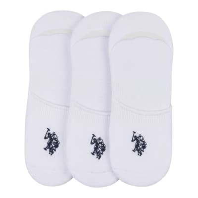 White 3 Pack Cotton Blend Invisible Socks