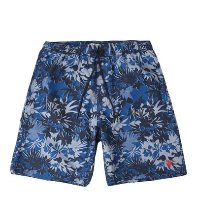 Navy Floral Print Swimming Trunks