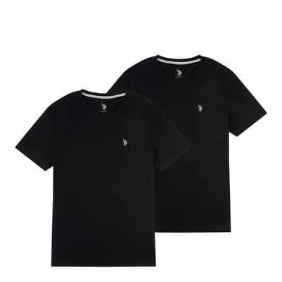 Black 2 Pack Crew Neck Cotton T-Shirts